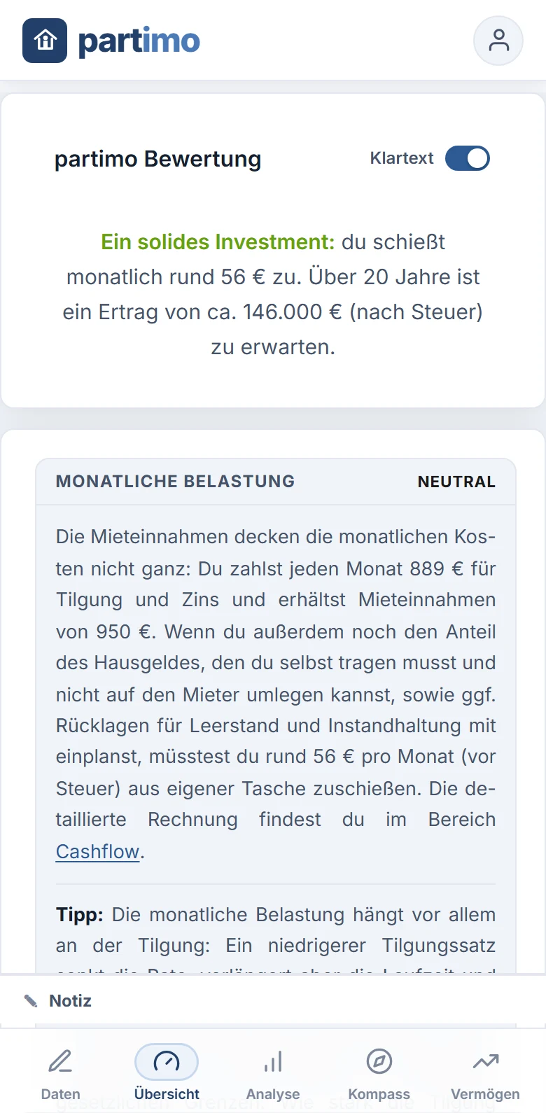 partimo Übersicht auf dem Smartphone